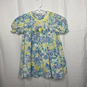 VINTAGE Short Sleeve Floral Dress Size 4T 100% Cotton